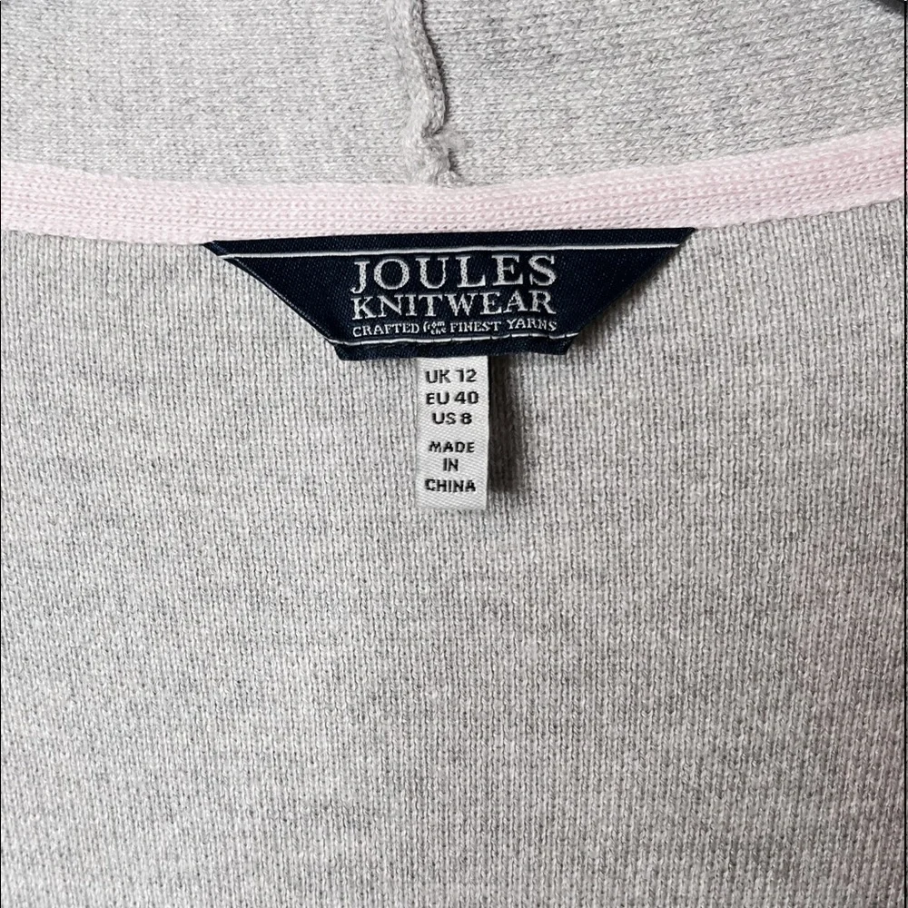 Joules Knitwear Esmeralda Gray Marl Knee Length Cardigan Size 8 - Picture 3 of 5